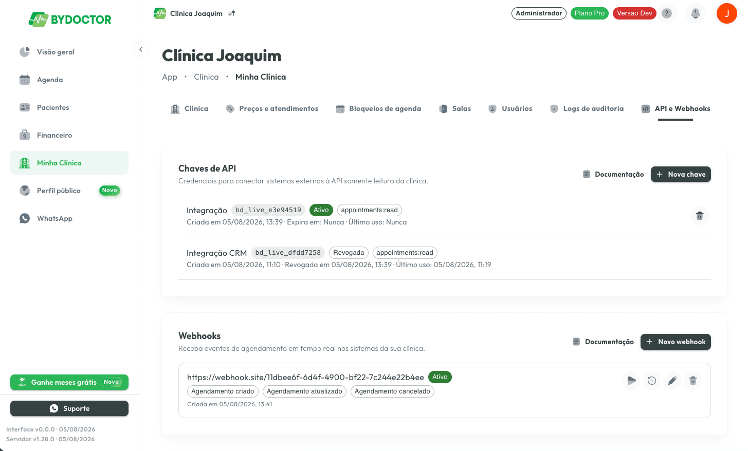 Capa: Novo: API pública e webhooks para conectar a sua clínica