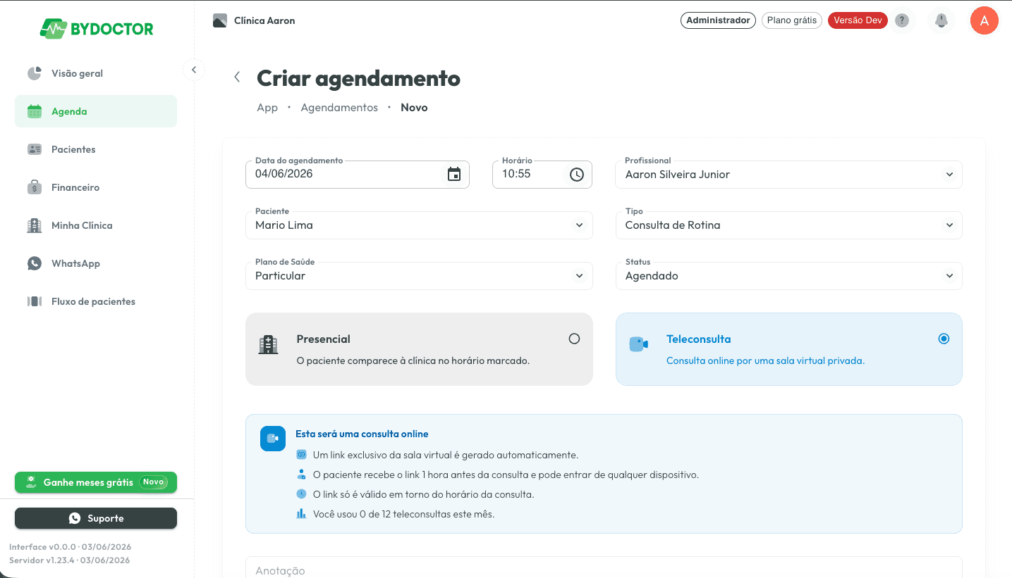 Capa: Novo: teleconsulta por vídeo direto do agendamento