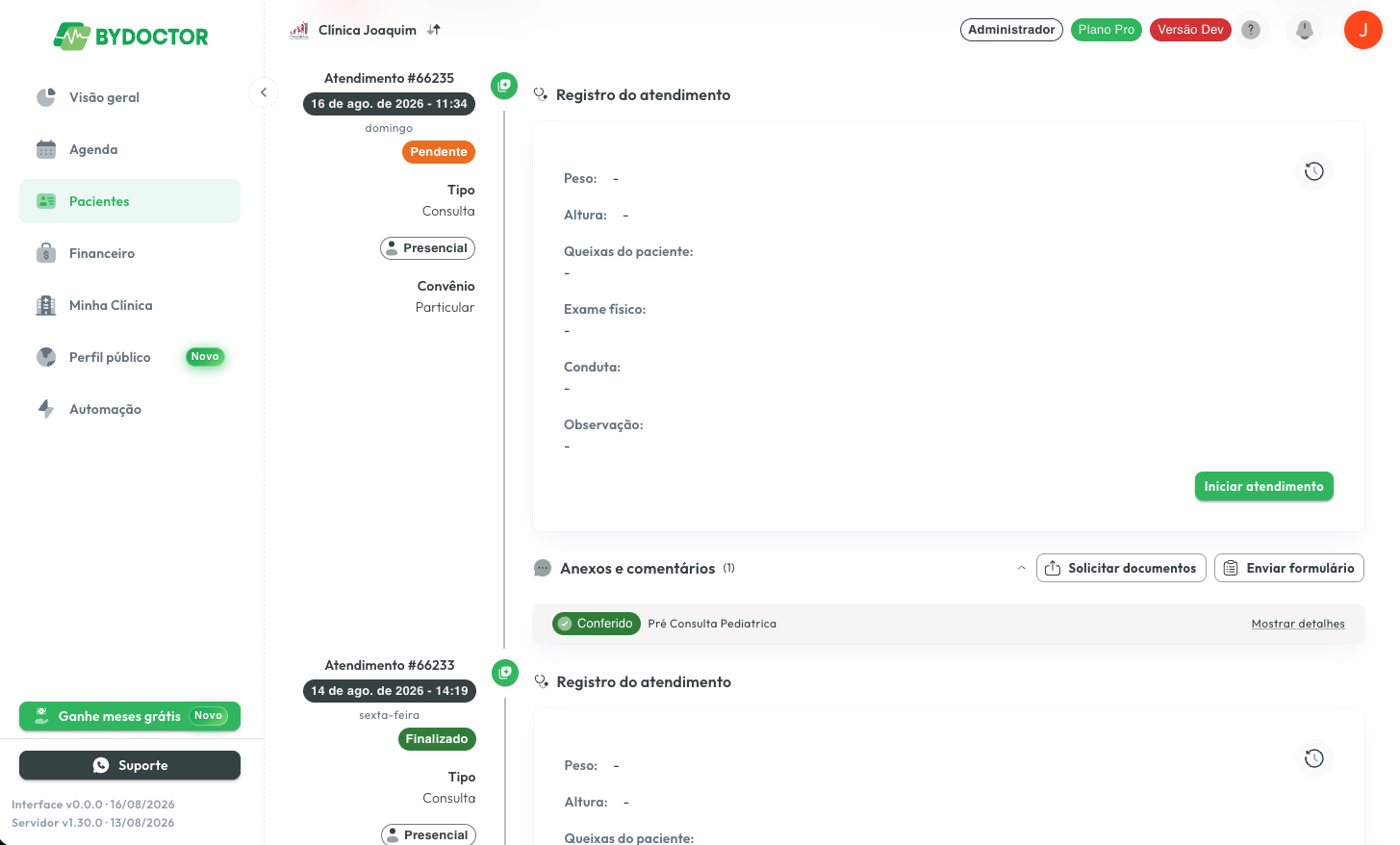 O mesmo formulário colapsado em uma linha 'Conferido' depois da revisão