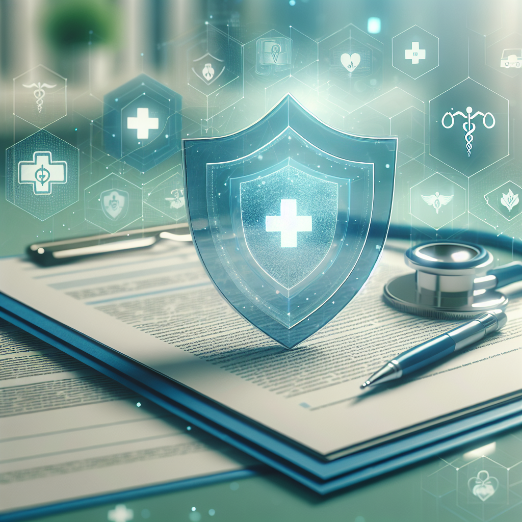 Conceito de segurança de dados médicos com escudo digital protegendo informações de saúde