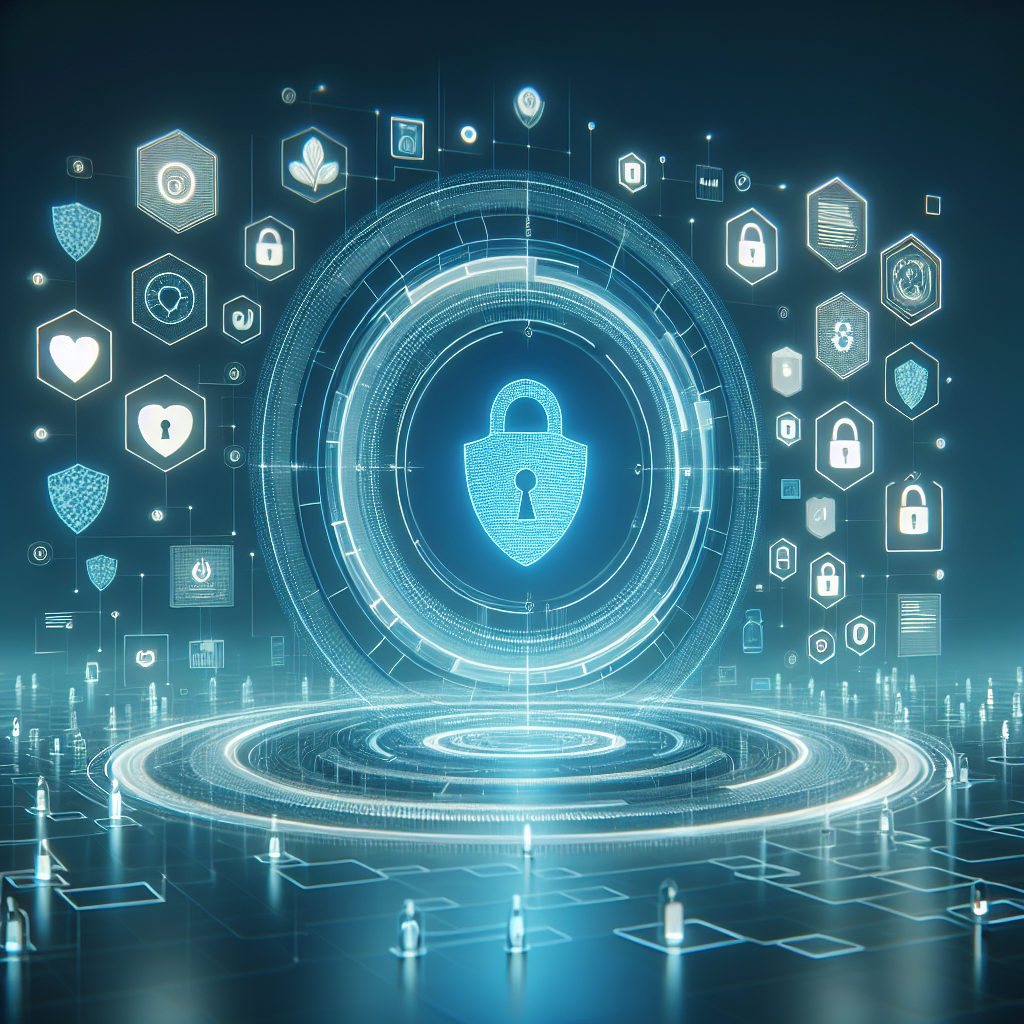 Interface de painel de segurança digital com indicadores de criptografia, log de acesso e autenticação em dois fatores