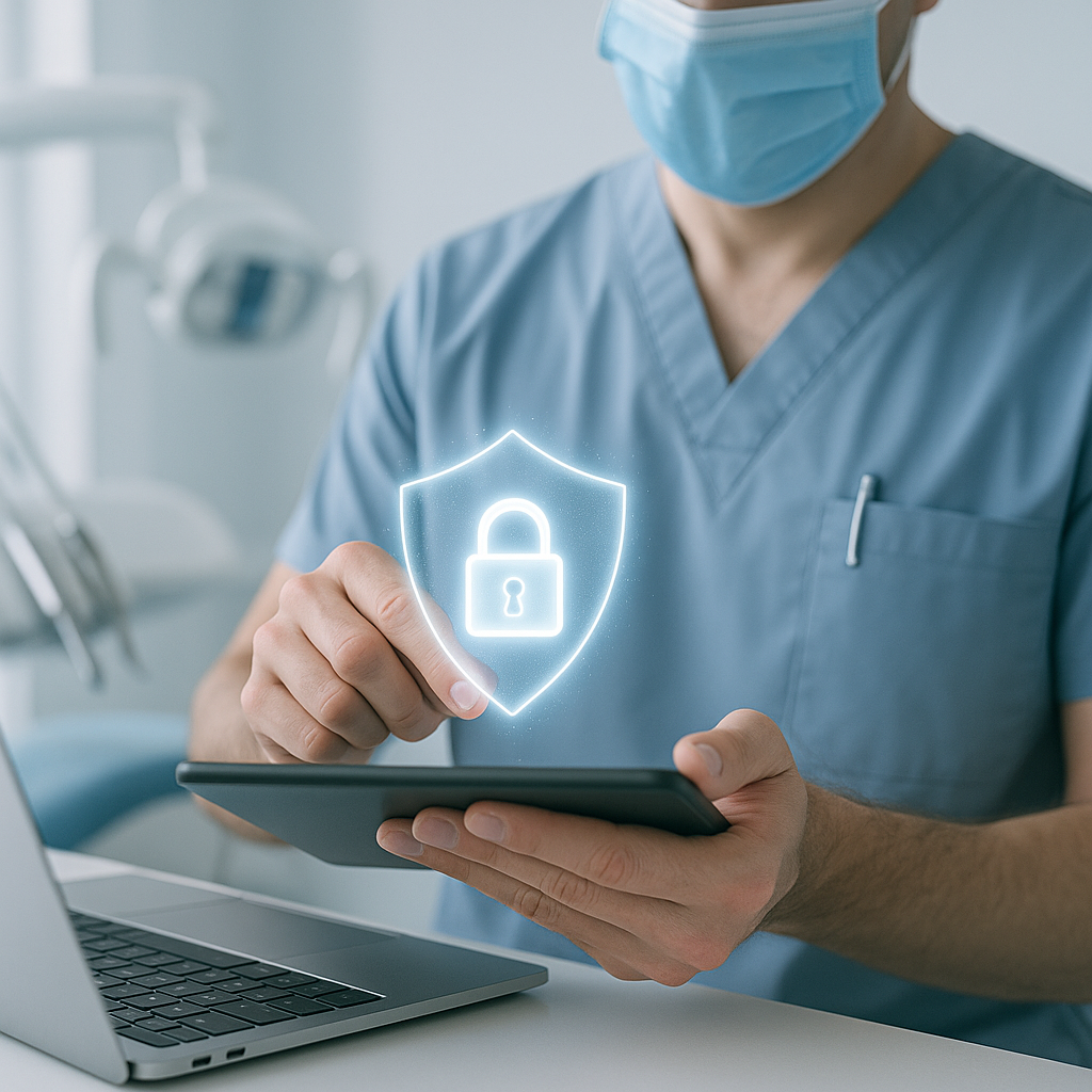 Visualização de segurança de dados em nuvem para clínica odontológica com cadeado digital